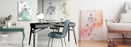 Canvas Design in living room with a fashion model motiv