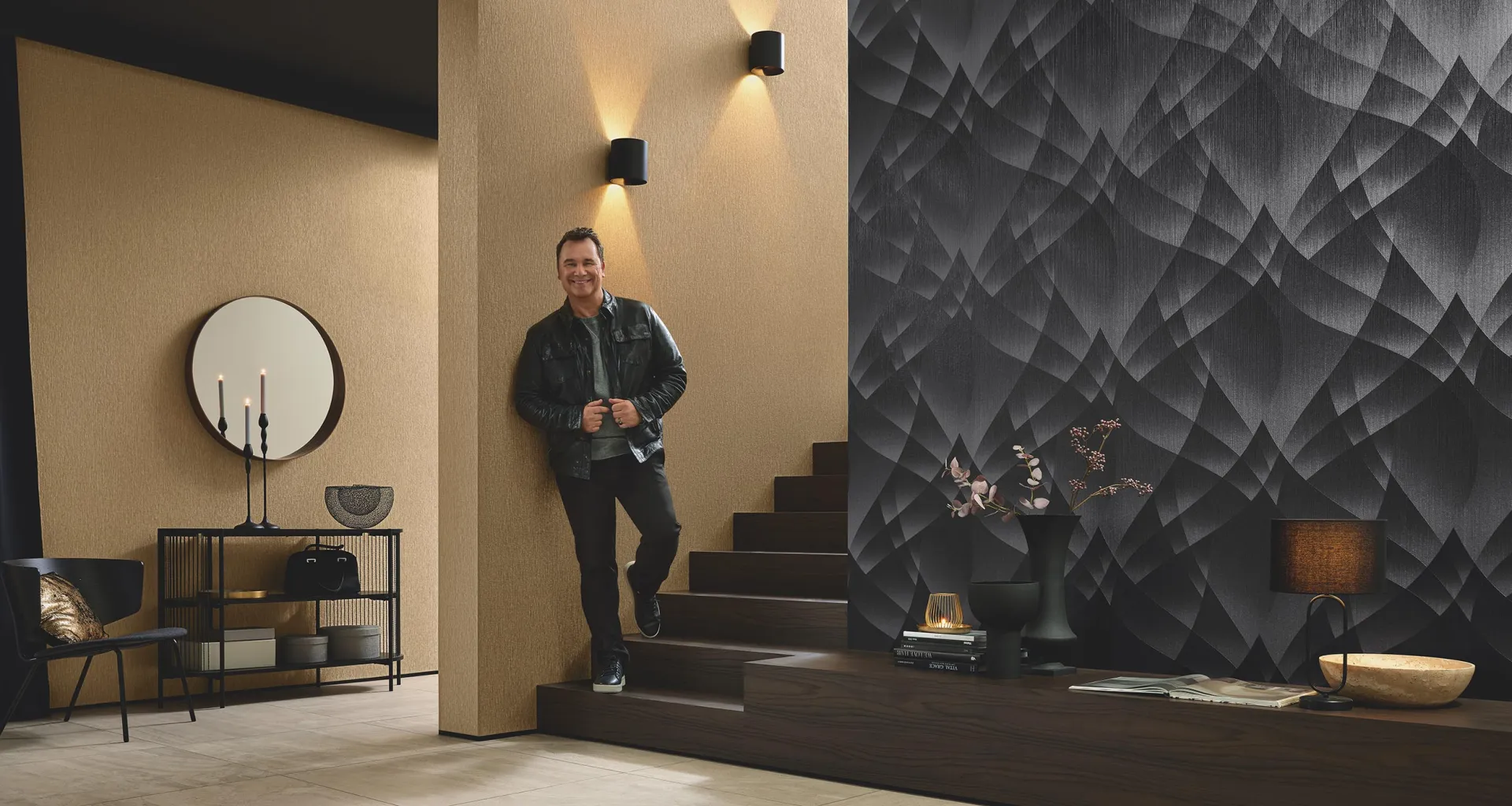 Design LUMINA Grafische Tapete in Schwarz